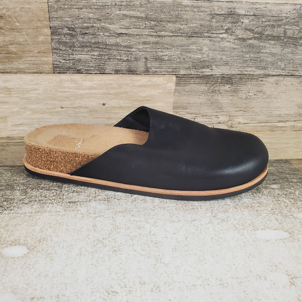 Eileen Fisher Bios Womens Clog Sz 7.5 M Black Leather Comfort Slip On Round Toe